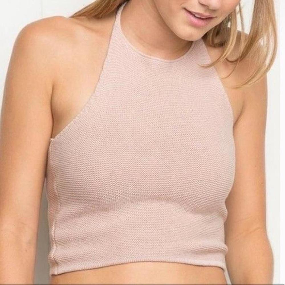 Brandy Melville Alyssa Halter Blush Pink Knit Top!